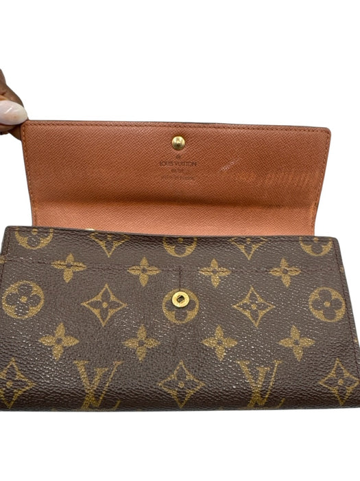 Louis Vuitton Brown Coated Canvas Monogram Snap Closure Continental Wallets Brown