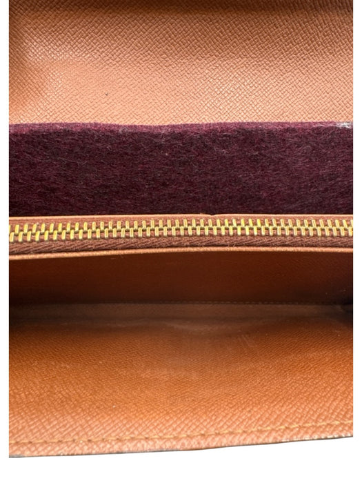 Louis Vuitton Brown Coated Canvas Monogram Snap Closure Continental Wallets Brown
