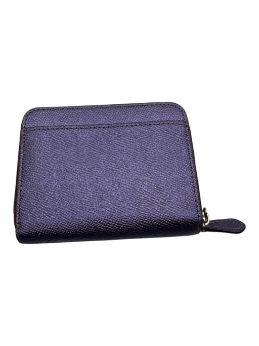 Coach Purple Leather Zip Around Silver Tone Hardware Satin Finish Wallets Purple
