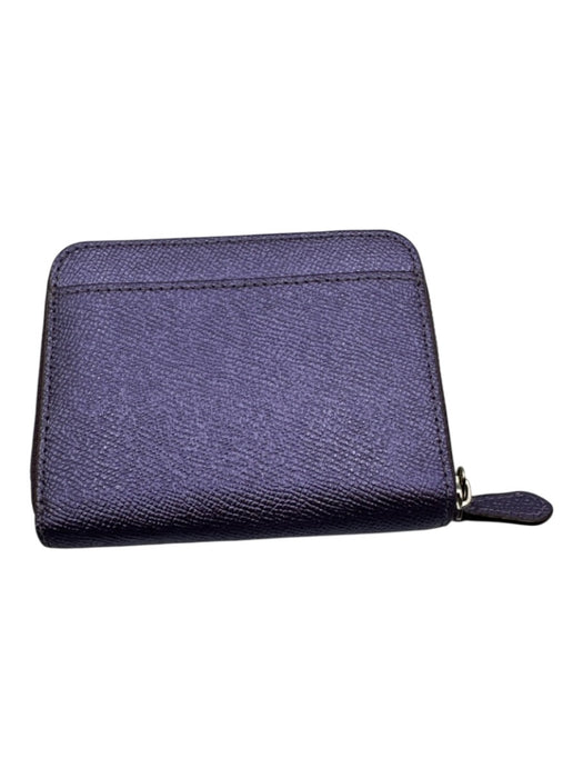 Coach Purple Leather Zip Around Silver Tone Hardware Satin Finish Wallets Purple