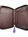 Coach Purple Leather Zip Around Silver Tone Hardware Satin Finish Wallets Purple