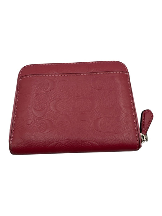 Coach Mauve Pink Leather Zip Around Silver Tone Hardware Logo Embossed Wallets Mauve Pink