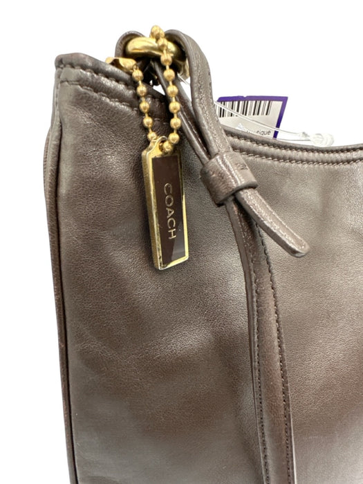 Coach Dark Chocolate Brown Leather Adjustable Strap Magnetic Snap Closure Bag Dark Chocolate Brown