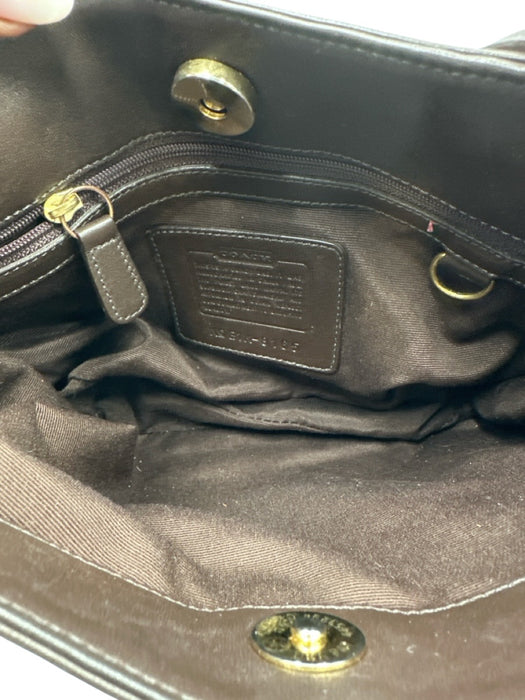 Coach Dark Chocolate Brown Leather Adjustable Strap Magnetic Snap Closure Bag Dark Chocolate Brown