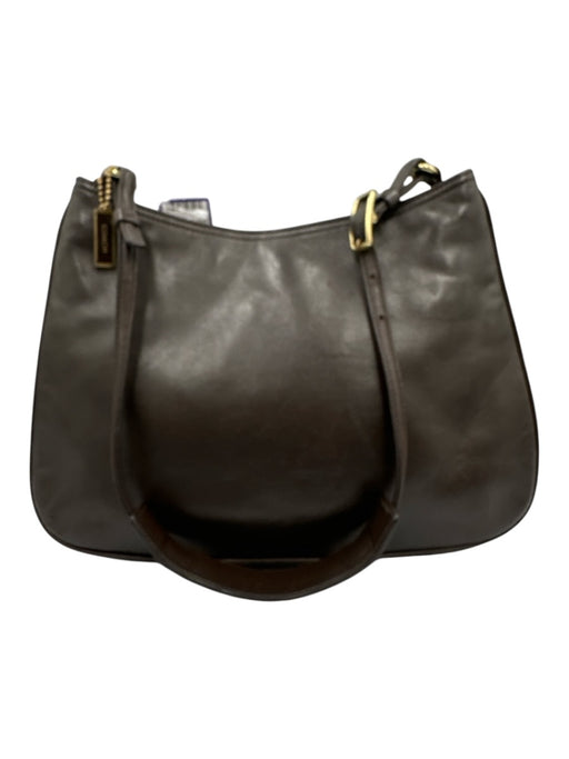 Coach Dark Chocolate Brown Leather Adjustable Strap Magnetic Snap Closure Bag Dark Chocolate Brown