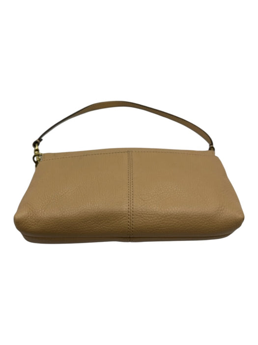 Coach Beige Leather Flap Top Magnetic Snap Closure Card Slots Hand Bag Beige