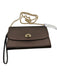 Coach Brown Leather Flap Top Toggle Close Satin Finish Wristlet Bag Brown