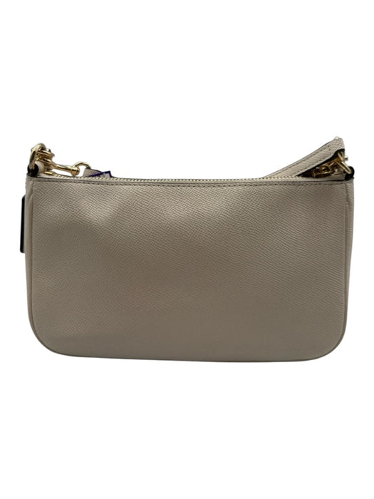 Coach Cream White Leather Zip Top Removable Strap Gold Tone Hardware Bag Cream White