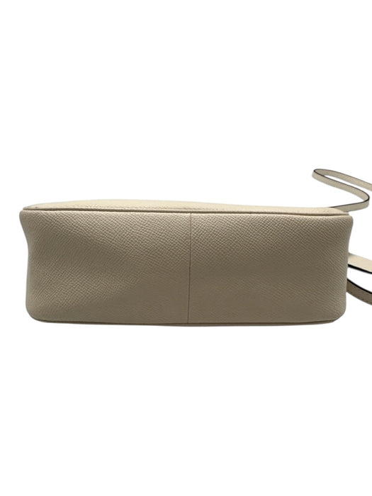 Coach Cream White Leather Zip Top Removable Strap Gold Tone Hardware Bag Cream White