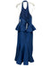 Halston Heritage Size 10 Blue Cotton & Silk Halter Strapless Back Zip Gown Blue / 10