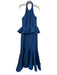 Halston Heritage Size 10 Blue Cotton & Silk Halter Strapless Back Zip Gown Blue / 10