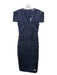 Badgley Mischka Size 4 Navy Blue Polyester Neoprene Laser Cut V Neck Dress Navy Blue / 4