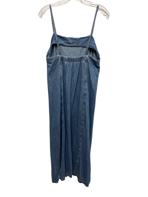 Zara Size M Medium Wash Cotton Sleeveless Open Back Denim Maxi Dress Medium Wash / M