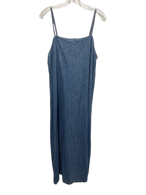 Zara Size M Medium Wash Cotton Sleeveless Open Back Denim Maxi Dress Medium Wash / M