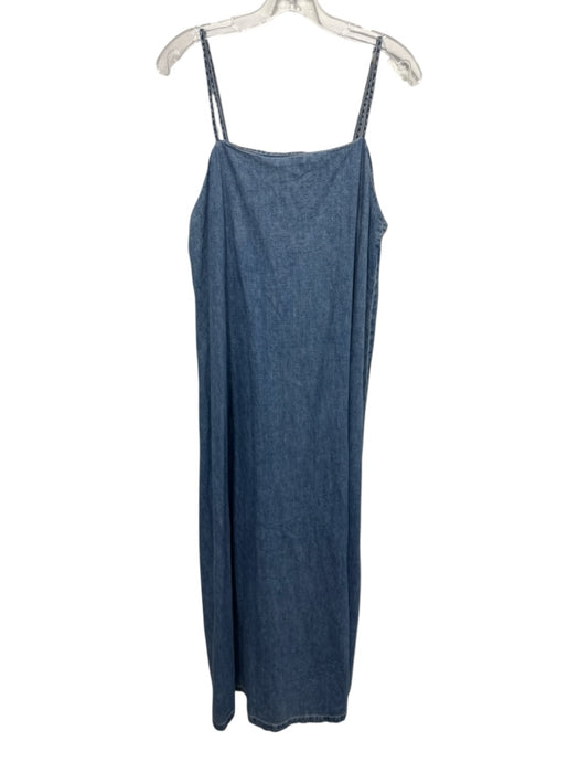 Zara Size M Medium Wash Cotton Sleeveless Open Back Denim Maxi Dress Medium Wash / M