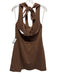 Hyacinth House Size M Brown Rayon & Linen Sleeveless Tie Neck Smocked Back Dress Brown / M