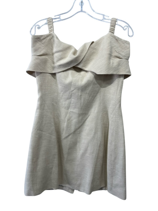 English Factory Size Est M Beige Viscose & Linen Sleeveless Buttons Dress Beige / Est M