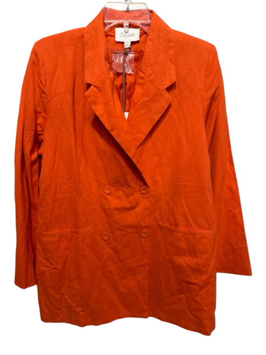 Cleobella Size M Orange Cotton & Linen Blazer Double Breasted Long Sleeve Jacket Orange / M