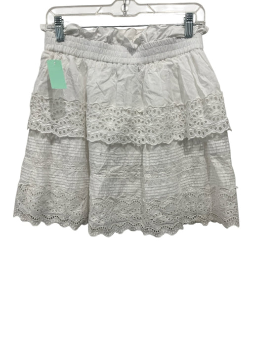 Sea New York Size M White Cotton Elastic Waist Tiered eyelet Skirt White / M