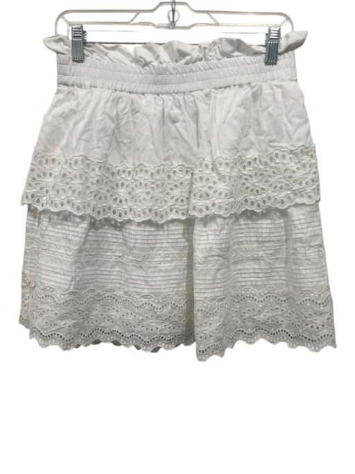 Sea New York Size M White Cotton Elastic Waist Tiered eyelet Skirt White / M