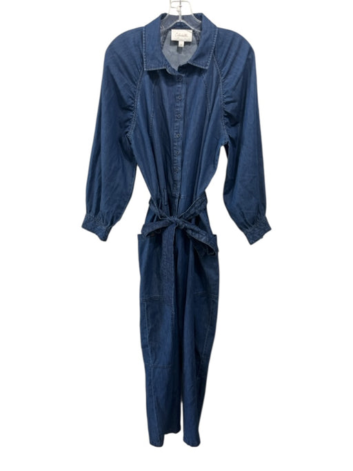Cleobella Size M Dark Wash Cotton Long Sleeve Button Up Zip Up Sash Inc Jumper Dark Wash / M