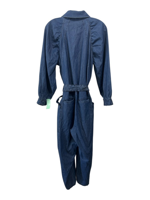 Cleobella Size M Dark Wash Cotton Long Sleeve Button Up Zip Up Sash Inc Jumper Dark Wash / M