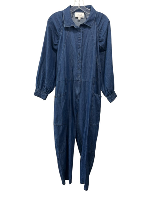 Cleobella Size M Dark Wash Cotton Long Sleeve Button Up Zip Up Sash Inc Jumper Dark Wash / M