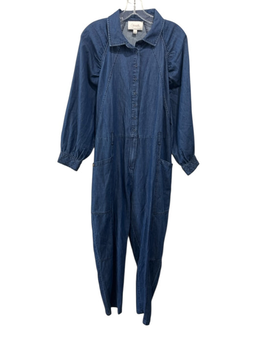Cleobella Size M Dark Wash Cotton Long Sleeve Button Up Zip Up Sash Inc Jumper Dark Wash / M