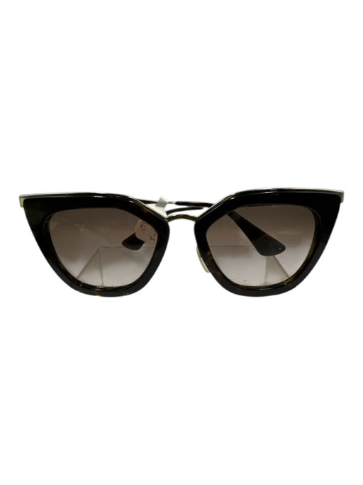 Prada Black & Gold Acetate Tortoise shell Cat Eye Case Inc. Sunglasses Black & Gold