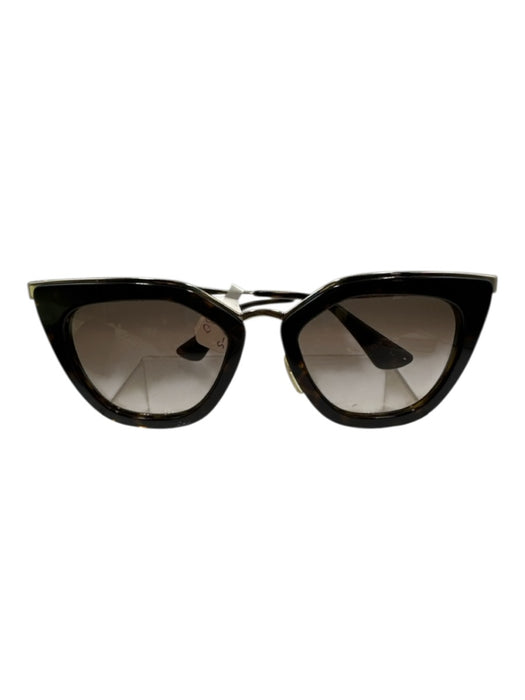 Prada Black & Gold Acetate Tortoise shell Cat Eye Case Inc. Sunglasses Black & Gold