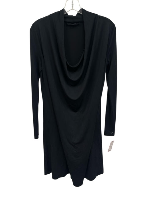 All Saints Size S Black Modal & Polyester Long Sleeve Tie Detail Wide Neck Dress Black / S