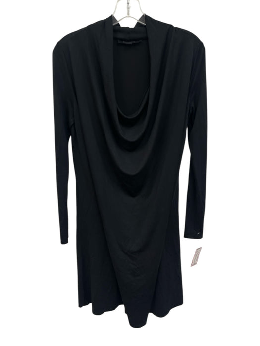All Saints Size S Black Modal & Polyester Long Sleeve Tie Detail Wide Neck Dress Black / S