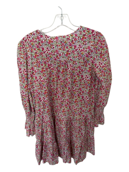 Pomander Place Size M Pink & Green Cotton Long Bell Sleeve Botanical Dress Pink & Green / M