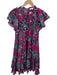 Love The Label Size M Magenta & Navy Cotton Flutter Sleeves Flowers Dress Magenta & Navy / M