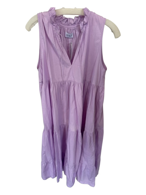 S/W/F Size Est M Light Purple Cotton Sleeveless Ruffle Collar Maxi Dress Light Purple / Est M