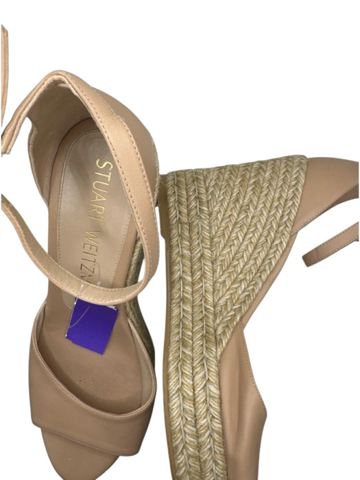 Stuart Weitzman Shoe Size 8.5 Nude & Cream Leather Espadrille Wedge Sandals Nude & Cream / 8.5