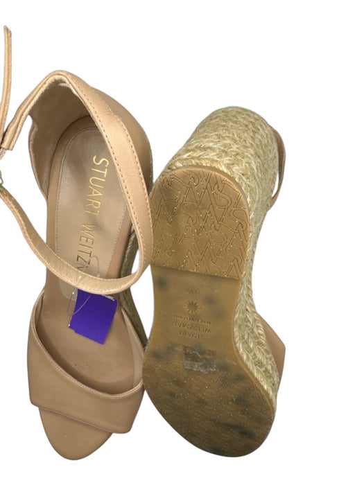Stuart Weitzman Shoe Size 8.5 Nude & Cream Leather Espadrille Wedge Sandals Nude & Cream / 8.5
