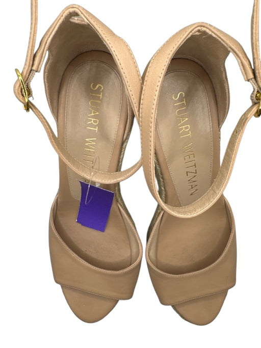 Stuart Weitzman Shoe Size 8.5 Nude & Cream Leather Espadrille Wedge Sandals Nude & Cream / 8.5