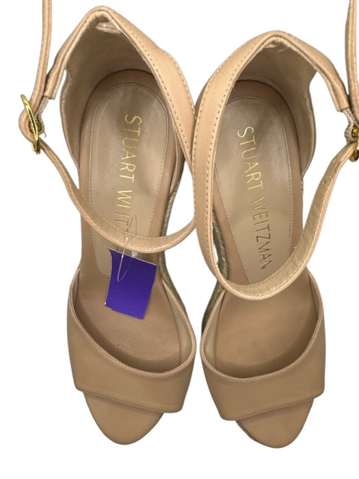 Stuart Weitzman Shoe Size 8.5 Nude & Cream Leather Espadrille Wedge Sandals Nude & Cream / 8.5