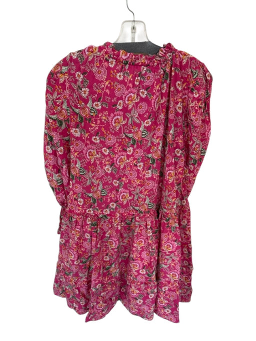 Misa Size M Magenta & Green Rayon & Cotton Long Balloon Sleeve Botanical Dress Magenta & Green / M