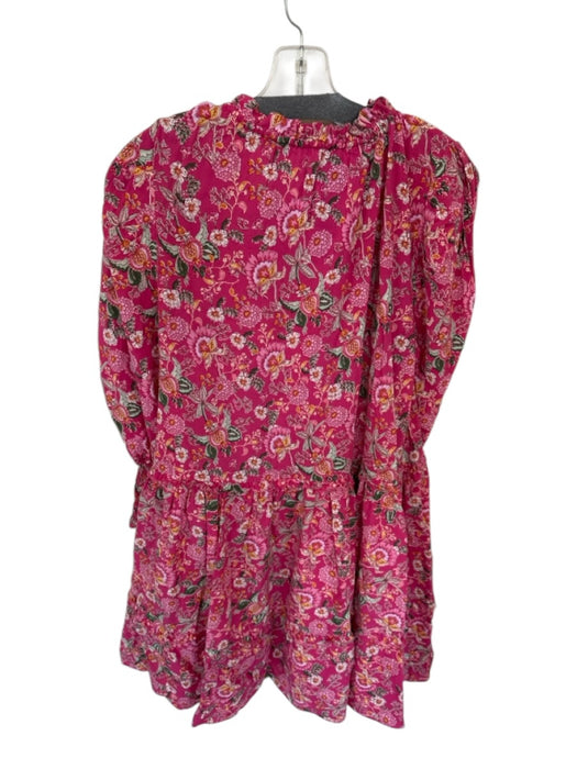 Misa Size M Magenta & Green Rayon & Cotton Long Balloon Sleeve Botanical Dress Magenta & Green / M