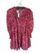 Misa Size M Magenta & Green Rayon & Cotton Long Balloon Sleeve Botanical Dress Magenta & Green / M