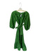 Ann Mashburn Size S Green Raw Silk Long Balloon Sleeve V Neck Sash Belt Dress Green / S