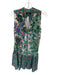 Saloni Size 6 Green & Purple Silk Sleeveless Botanical Buttons Midi Dress Green & Purple / 6