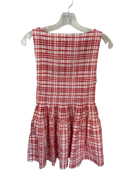 Hill House Size S Red & White Cotton Smocked Plaid Sleeveless Short Dress Red & White / S