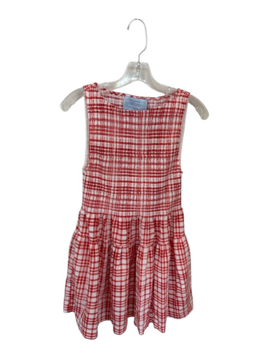 Hill House Size S Red & White Cotton Smocked Plaid Sleeveless Short Dress Red & White / S