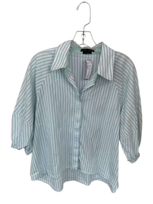 Alice & Olivia Size Est M Light blue & white Cotton Blend Striped Top Light blue & white / Est M