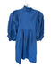Never a Wallflower Size M Blue Cotton Long Balloon Sleeve Ruffle Collar Dress Blue / M
