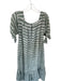 Mirth Size M Sage Green & White Cotton Long Sleeve Abstract Lined Maxi Dress Sage Green & White / M