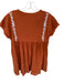 J. Marie Size S Rust & White Rayon Blend Short Sleeve Embroidered Fringe Dress Rust & White / S